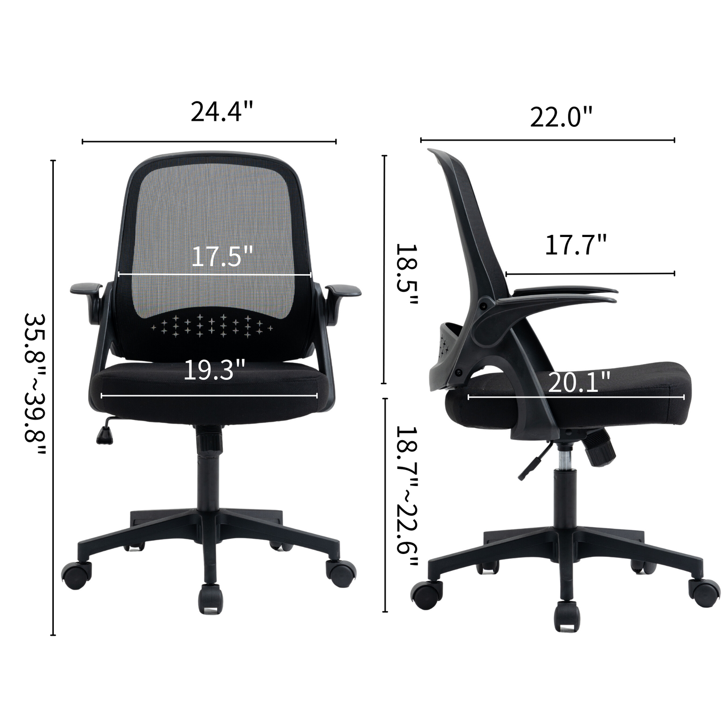 Ergonomic Office Chair Adjustable Height Computer Chair Breathable Mesh Home Office Desk Chairs with Wheels Executive Rolling Swivel Chair with Flip-Up Arms and Lumbar Support for Home/Study/Working