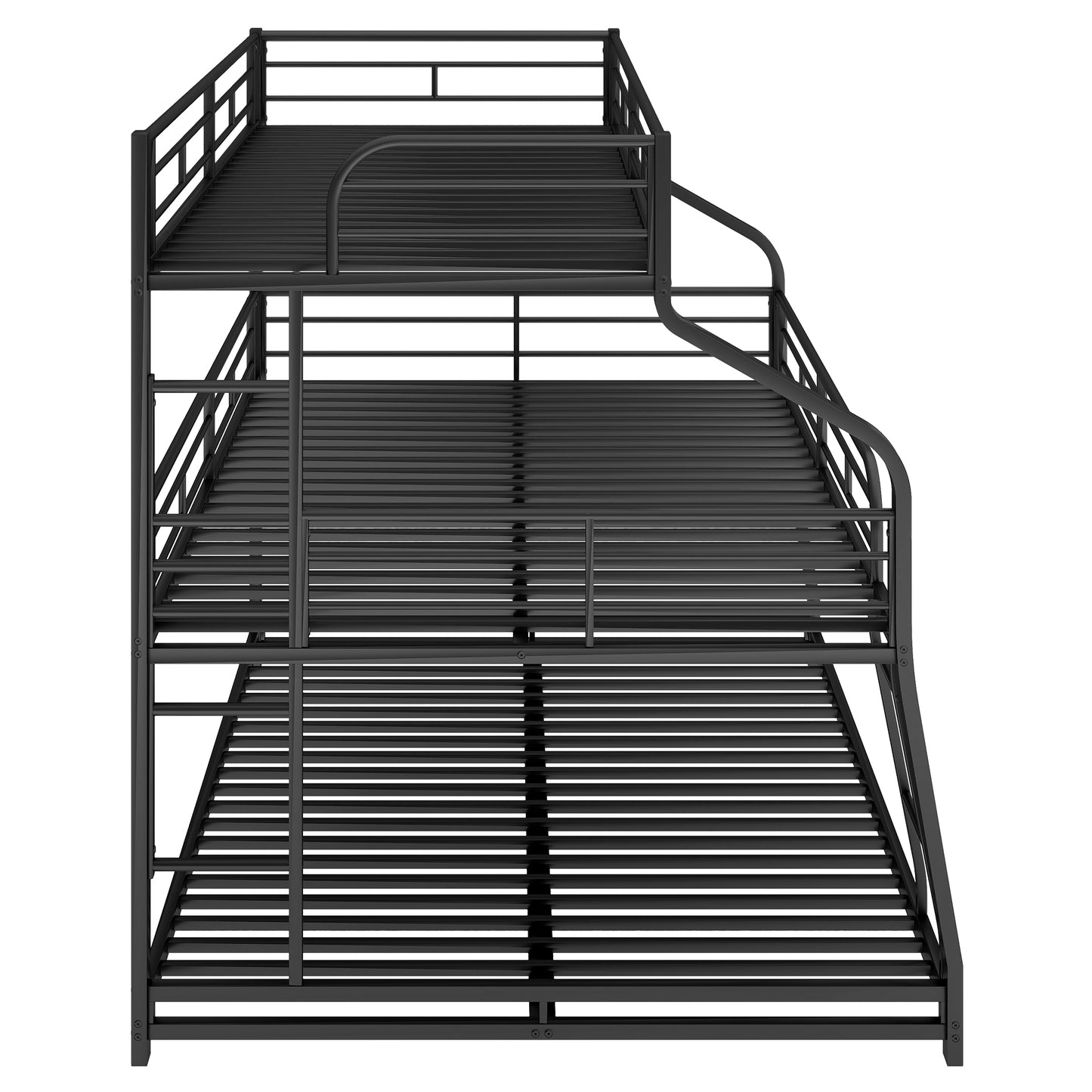 Modern Black Metal Triple Bunk Bed with Multiple Size Options and Innovative Safety Features