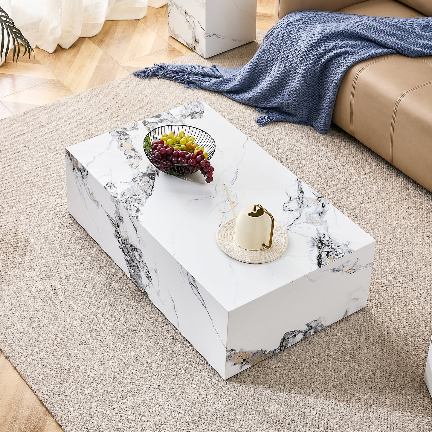 Modern 3 Piece Marble Pattern Coffee Table Set