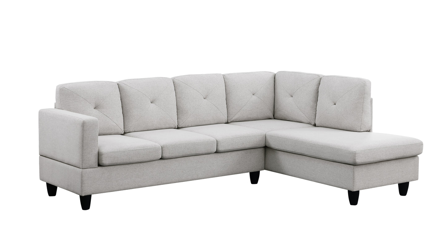 Santiago Light Grey Linen Sectional Couch with Right Chaise_Lounger