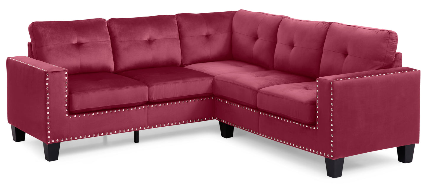 Nailer G312B-SC Sectional in Rich Burgundy Velvet