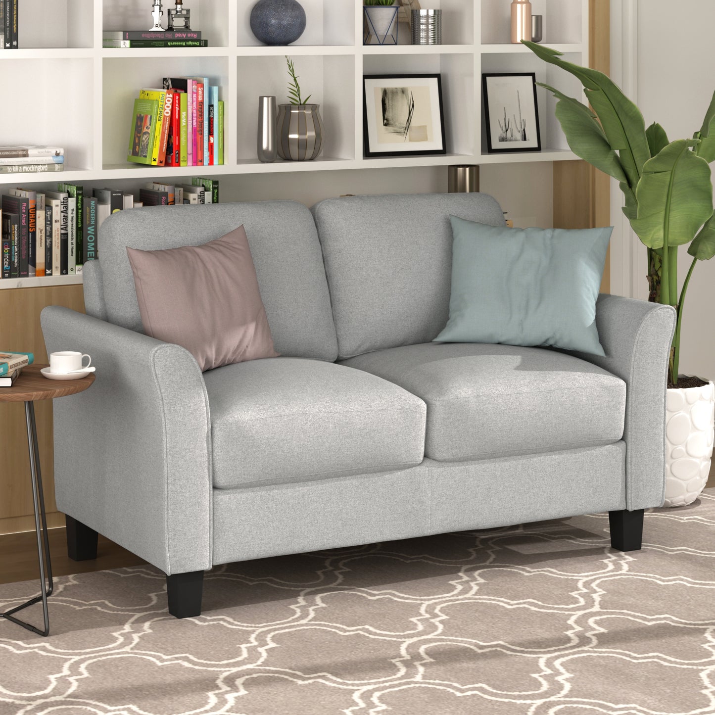 Living Room Furniture Loveseat Sofa and 3-seat  sofa (Light Gray)