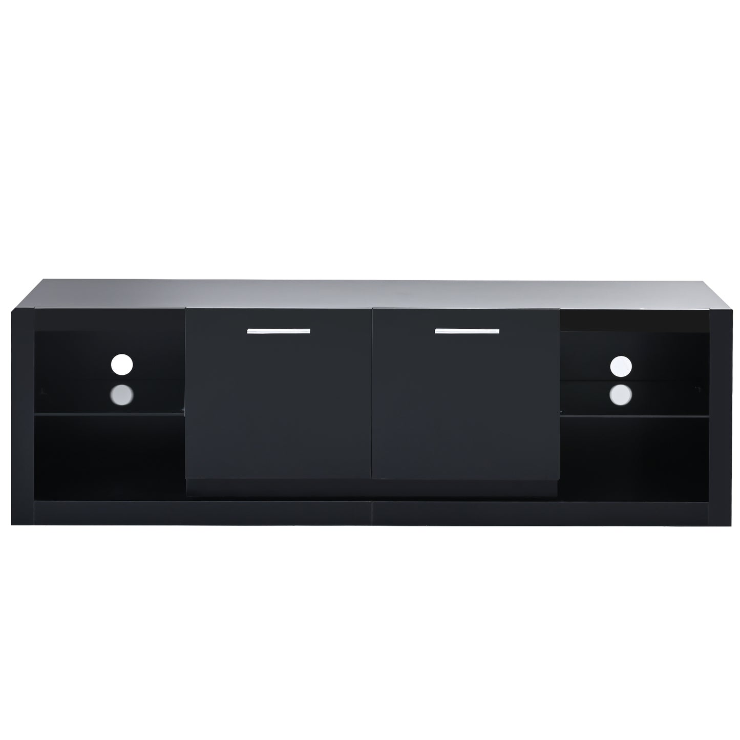 Sleek Black Entertainment Center with LED Lights for TVs Up to 70''