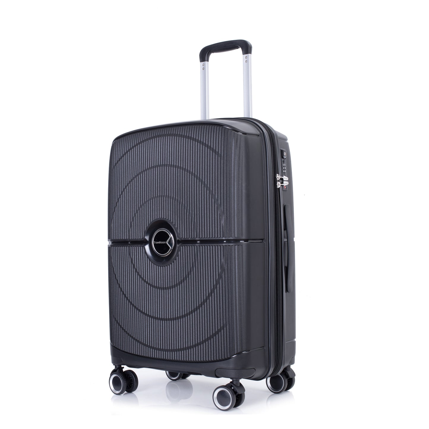 Expandable Hardshell Suitcase Double Spinner Wheels PP Luggage Sets Lightweight Durable Suitcase with TSA Lock,3-Piece Set (20/24/28) ,Black