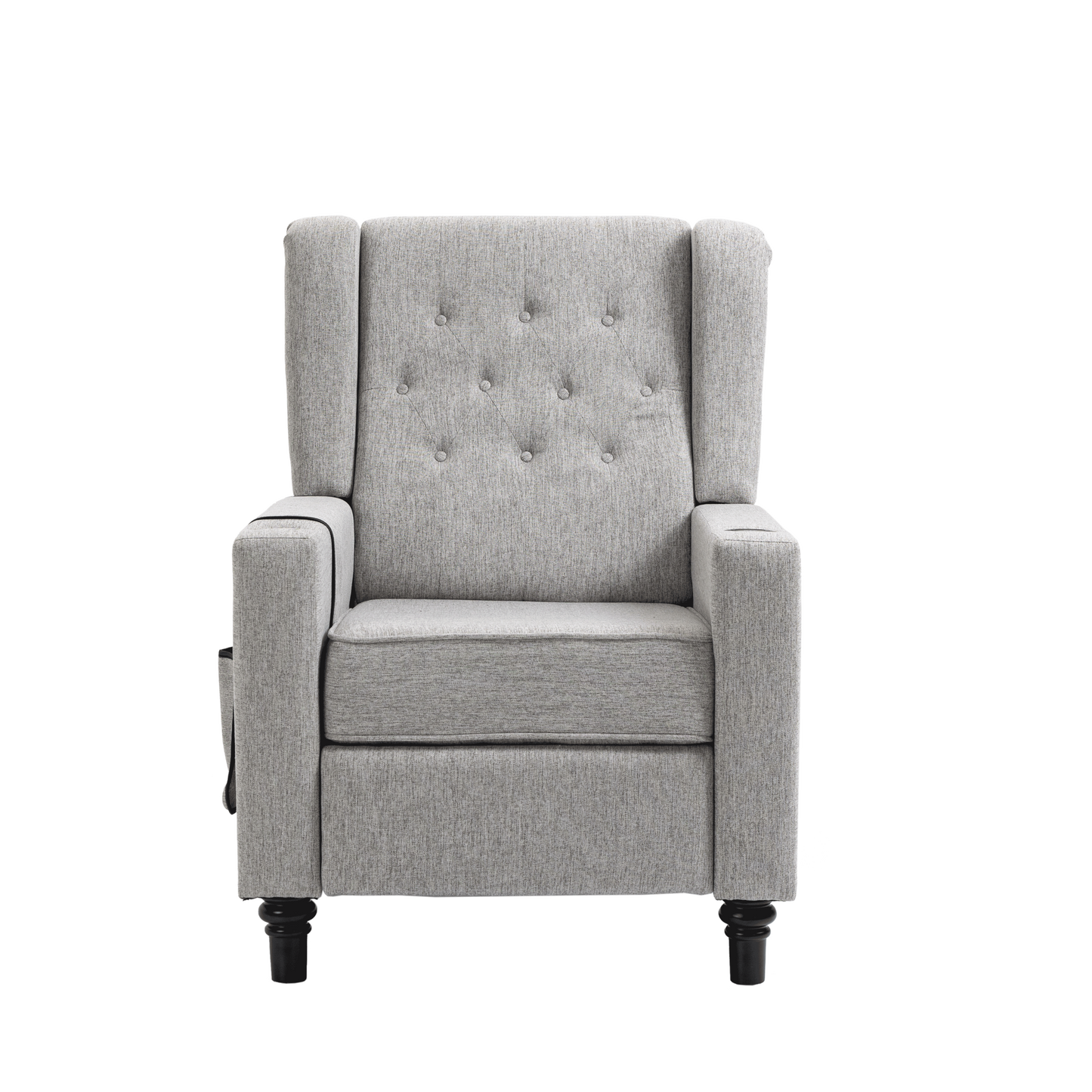 Modern Light Gray Push Back Recliner Chair with Massage and Heating Functions