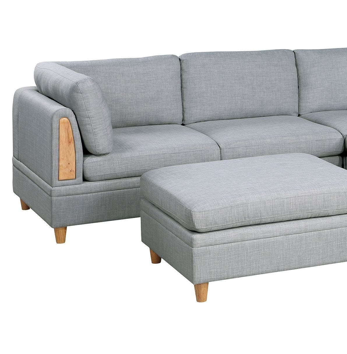 Contemporary 5pc Modular Sofa Set in Light Grey Dorris Fabric