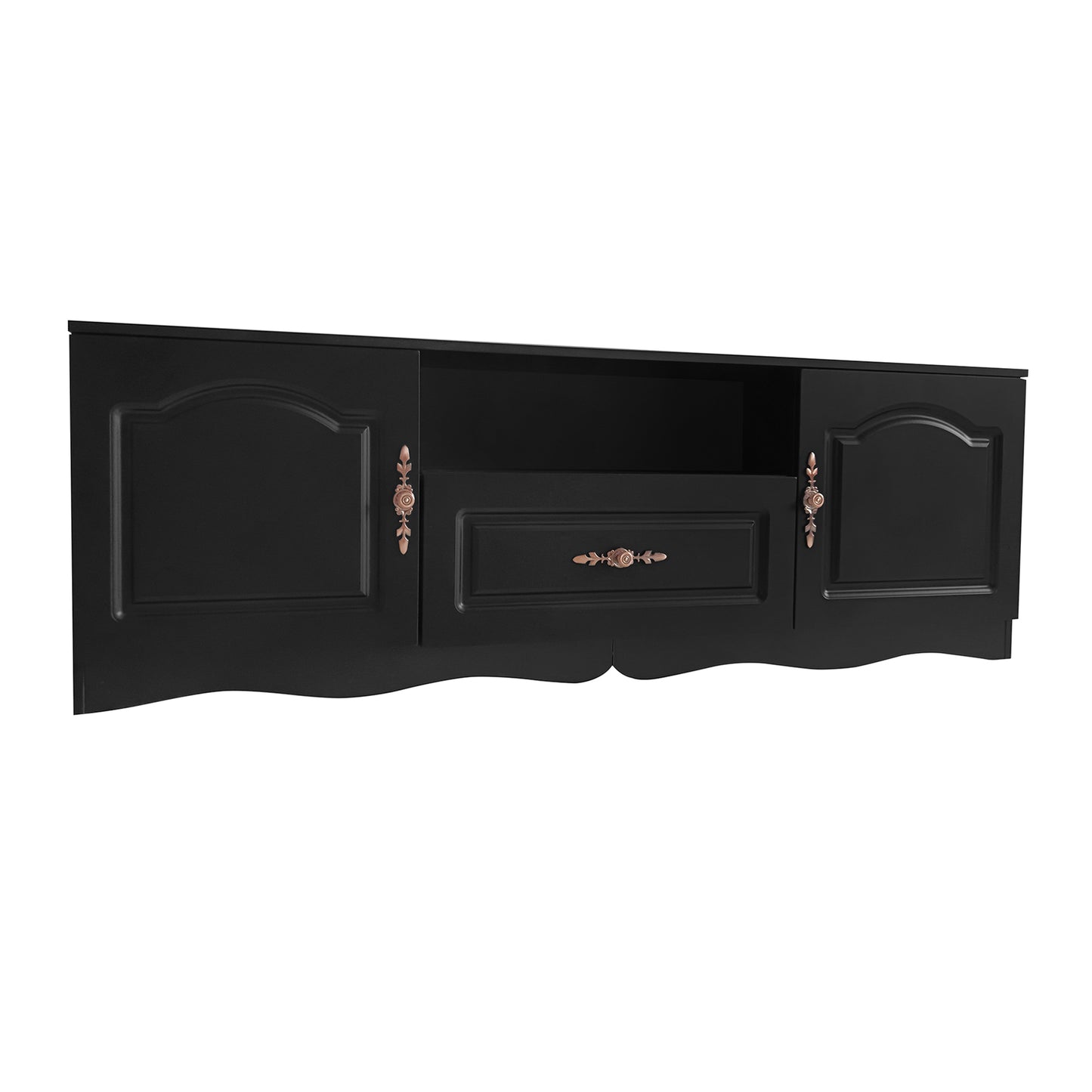 Elegant Black TV Stand with Storage for 60+ Inch TV, Modern Console Cabinet Furniture