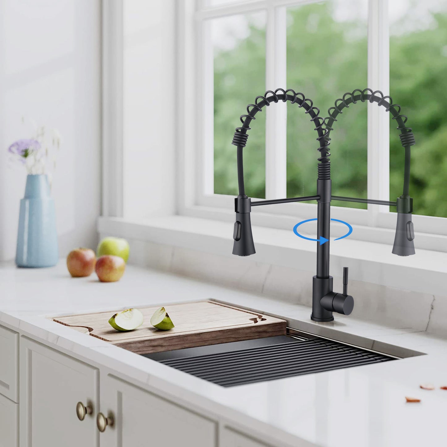 Commercial Kitchen Sink Faucet with Deck Plate Matte Black