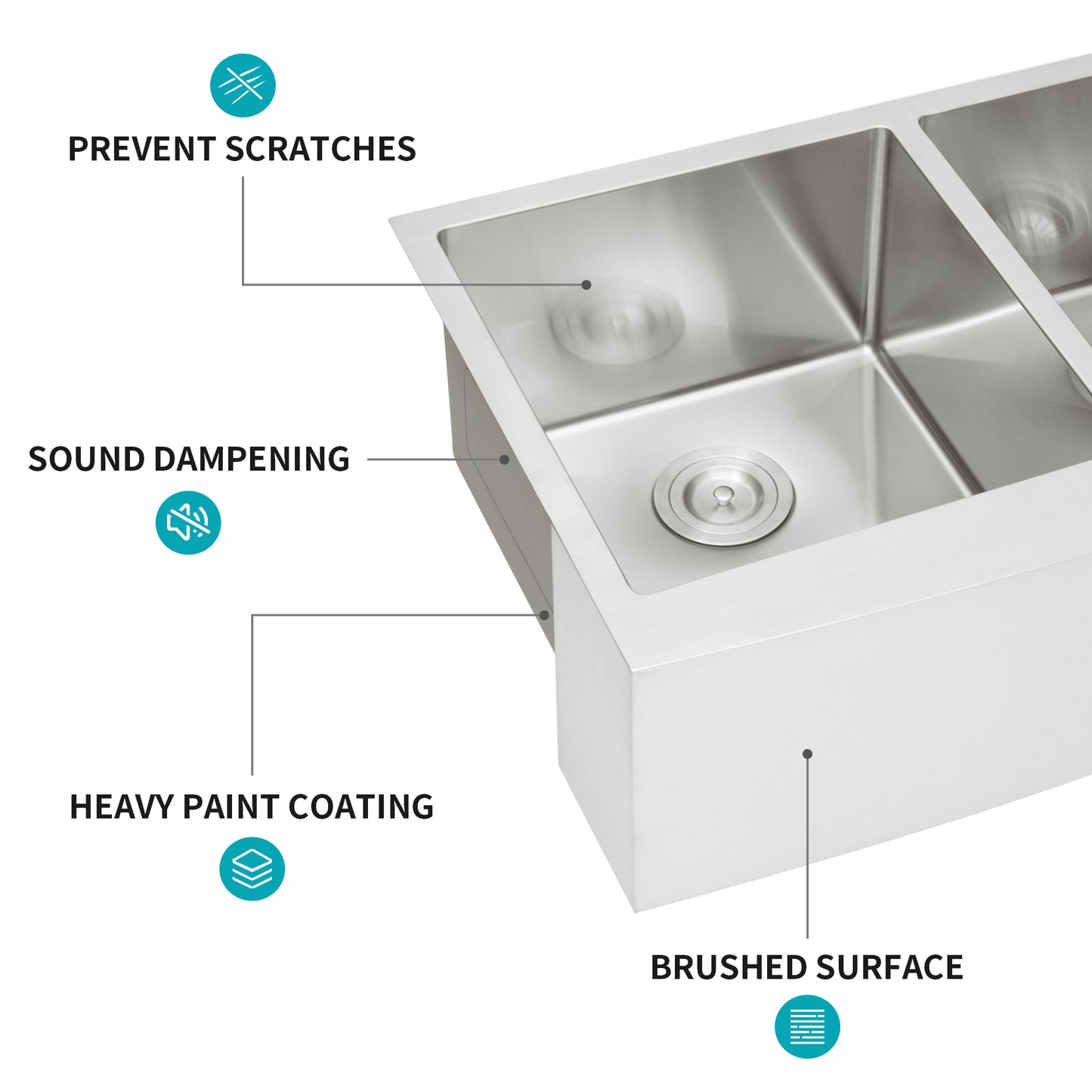 Modern Stainless Steel Apron Front Kitchen Sink with Double 50/50 Basin