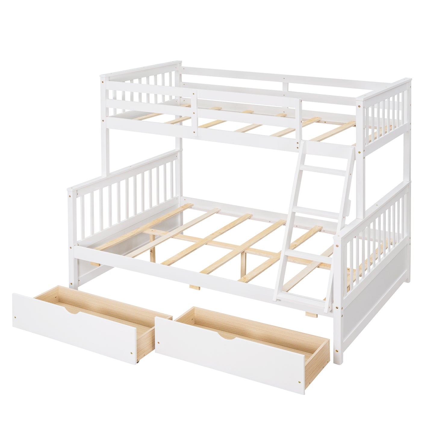 Twin/Full Bunk Bed with Stairs, Drawers, and Flexible Layout