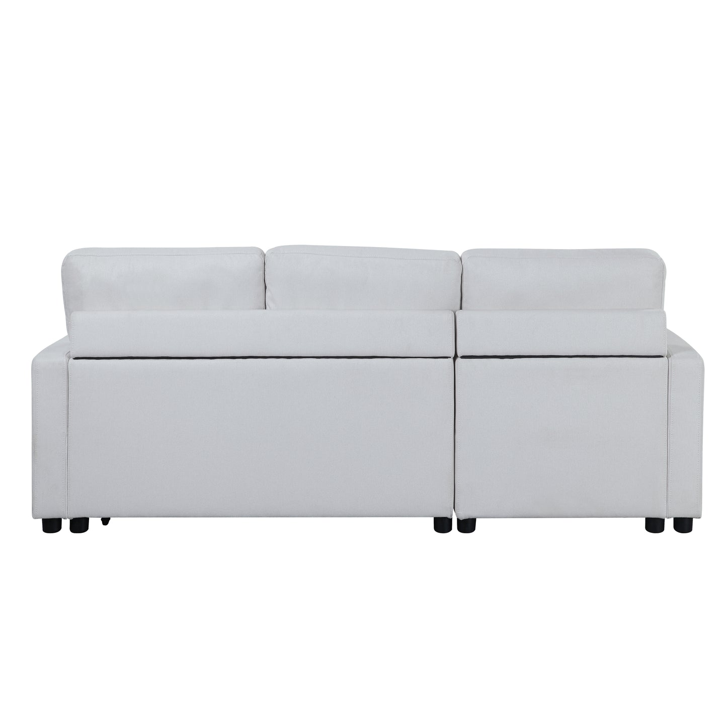 Hiltons Sleeper Sectional Sofa with Reversible Storage Chaise, White Fabric LV00971