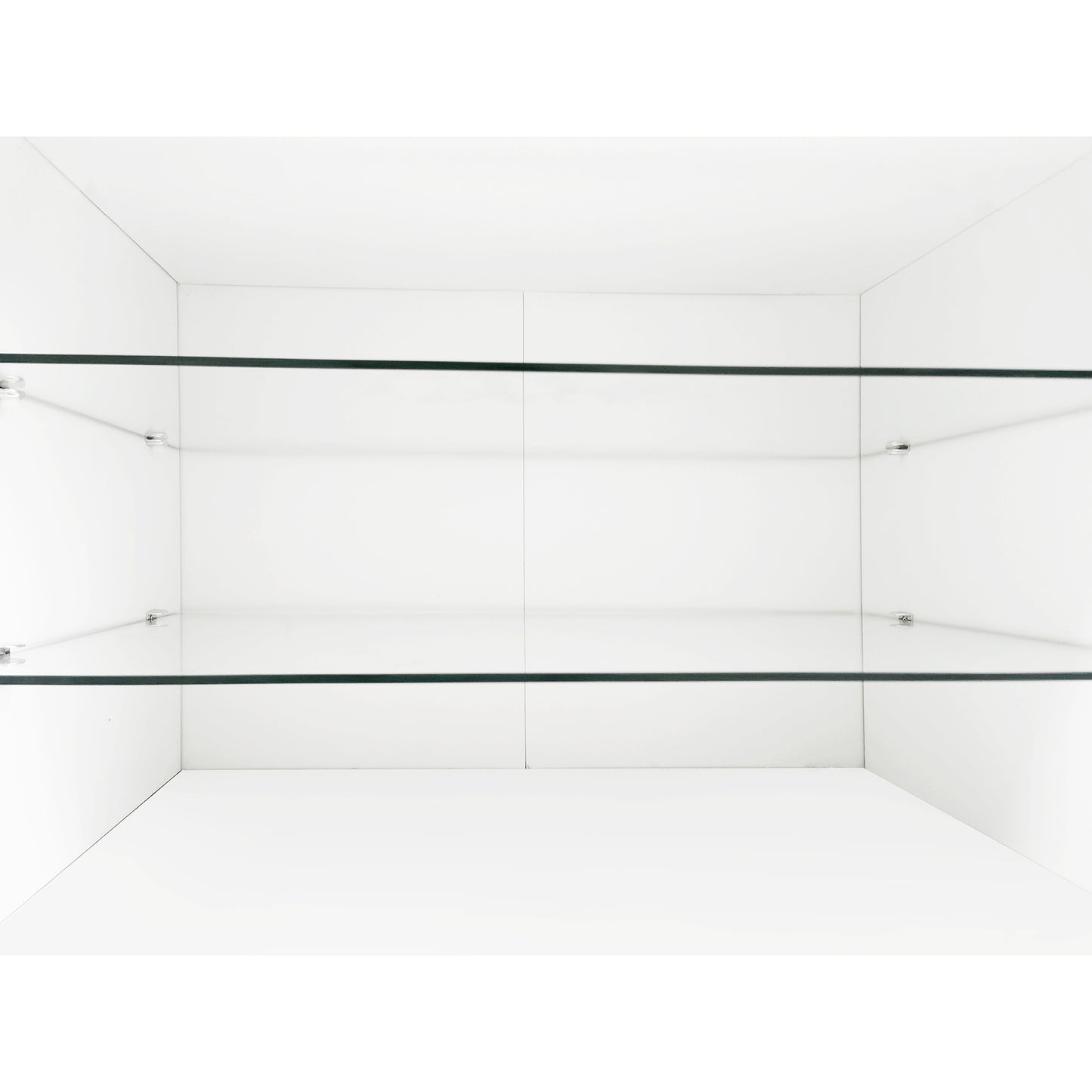 Modern White TV Stand with Glass Shelves and LED Lights for TVs Up to 100