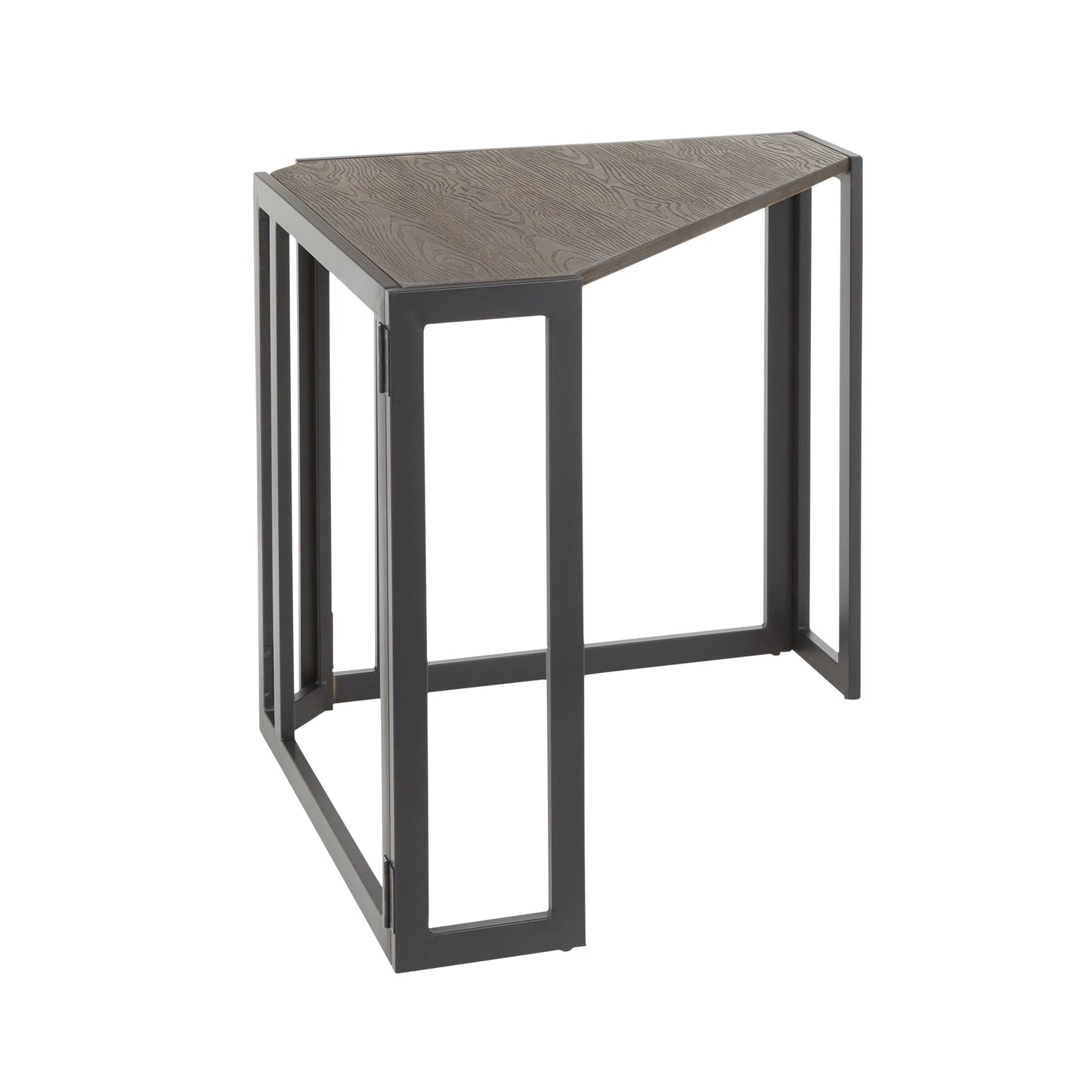 Roman Industrial L-Shaped Desk: Black Metal with Espresso Bamboo Top