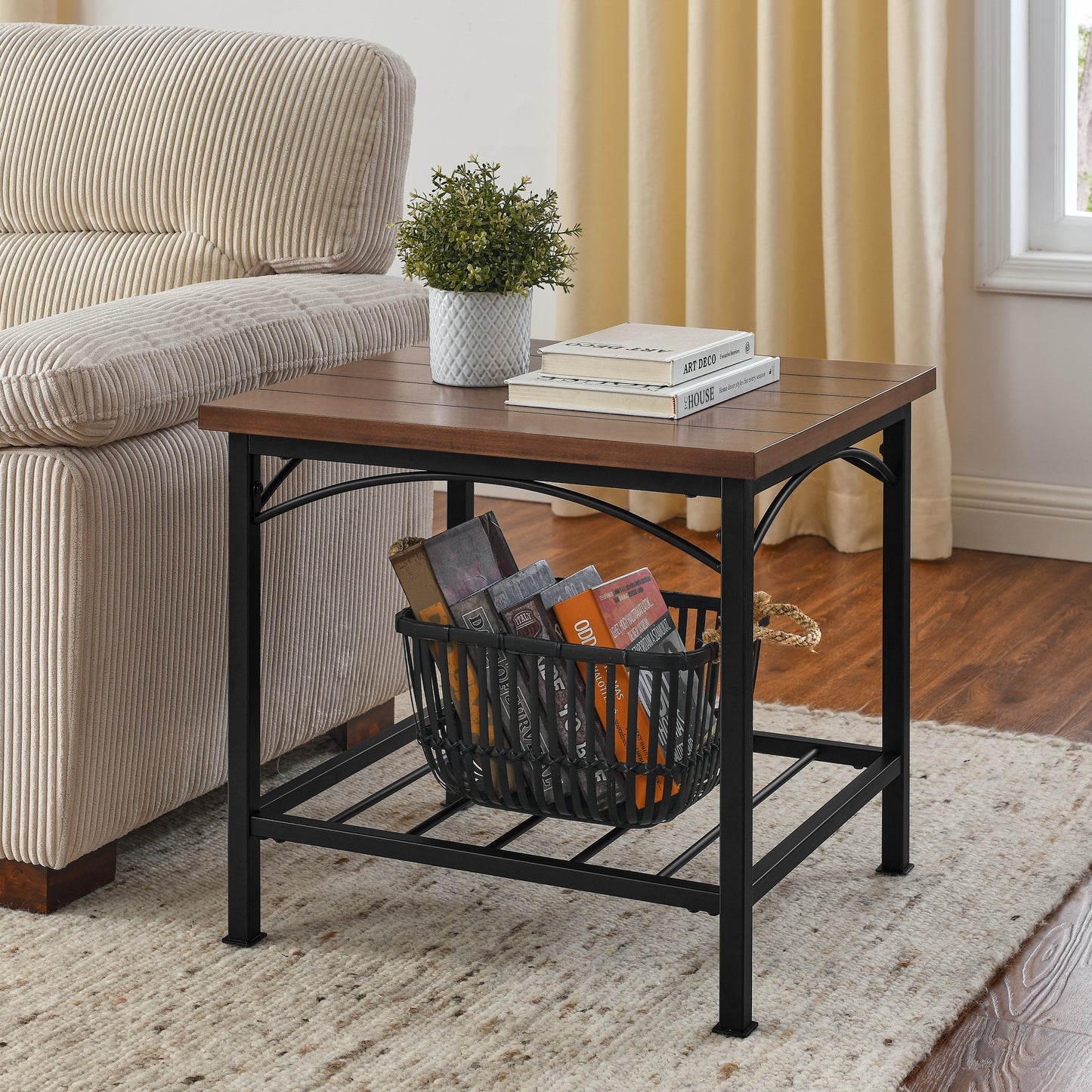 3 Piece Rustic Brown Coffee Table Set with Open Storage for Home and Office