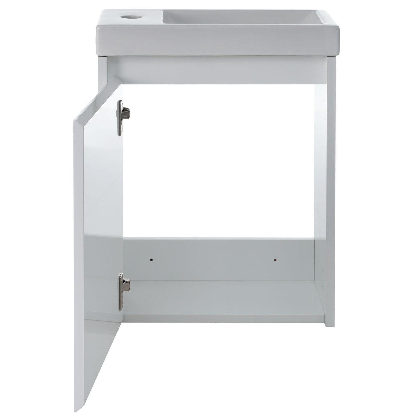 Modern 16-Inch White Bathroom Vanity Cabinet with Soft-Close Doors - Easy Assembly, Versatile Installation