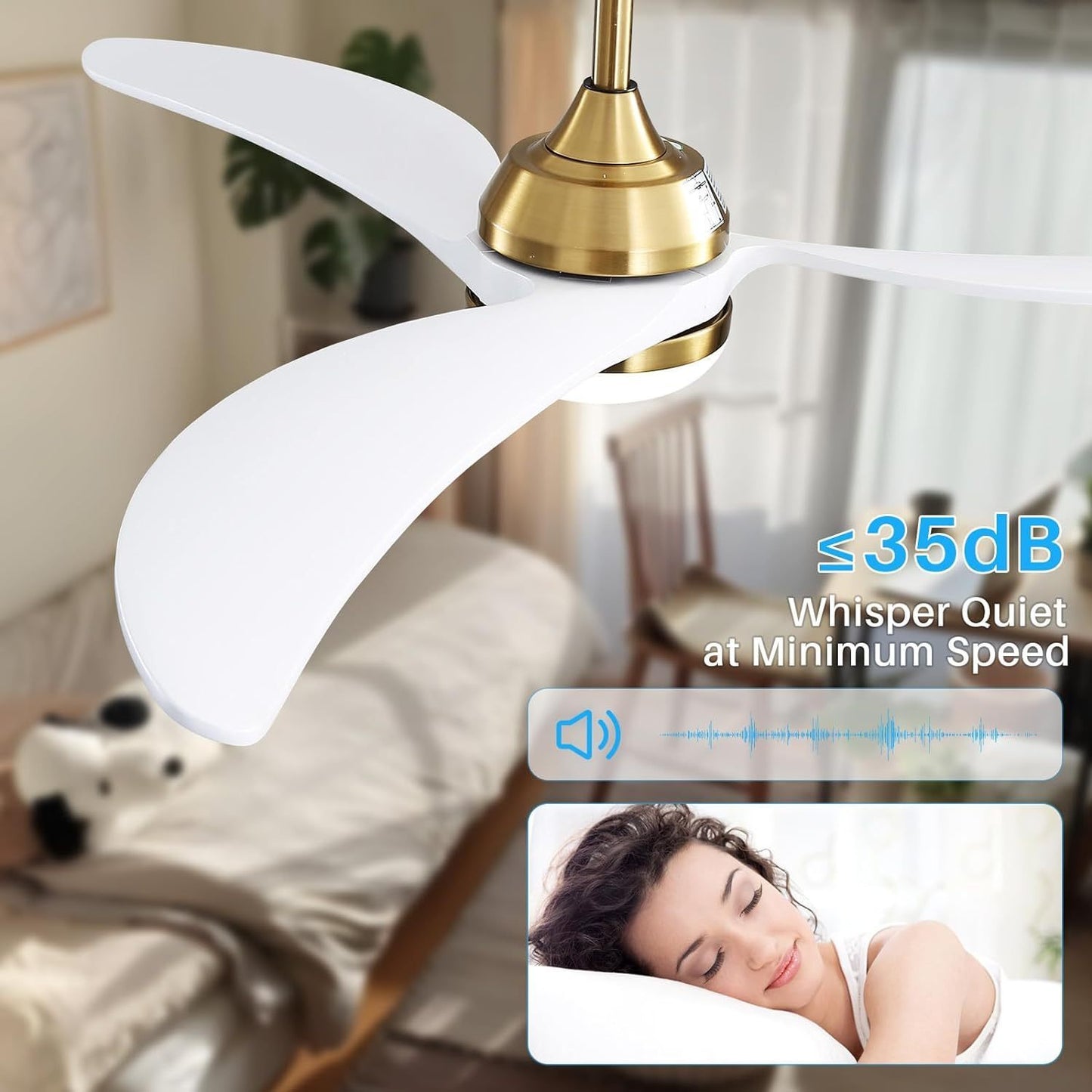 52-Inch Wooden Ceiling Fan with LED Light and Remote Control for Quiet Comfort