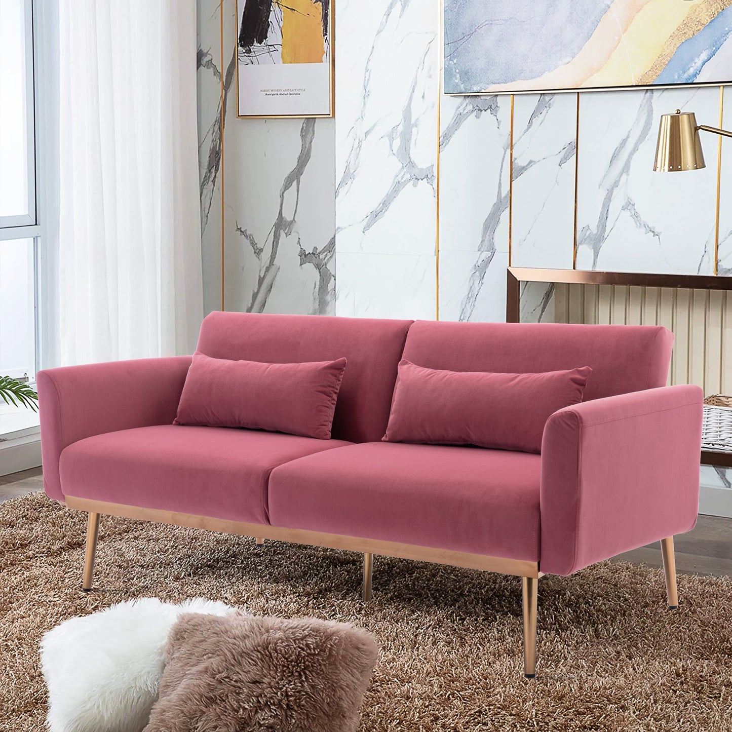 Velvet  Sofa , Accent sofa .loveseat sofa with  metal  feet