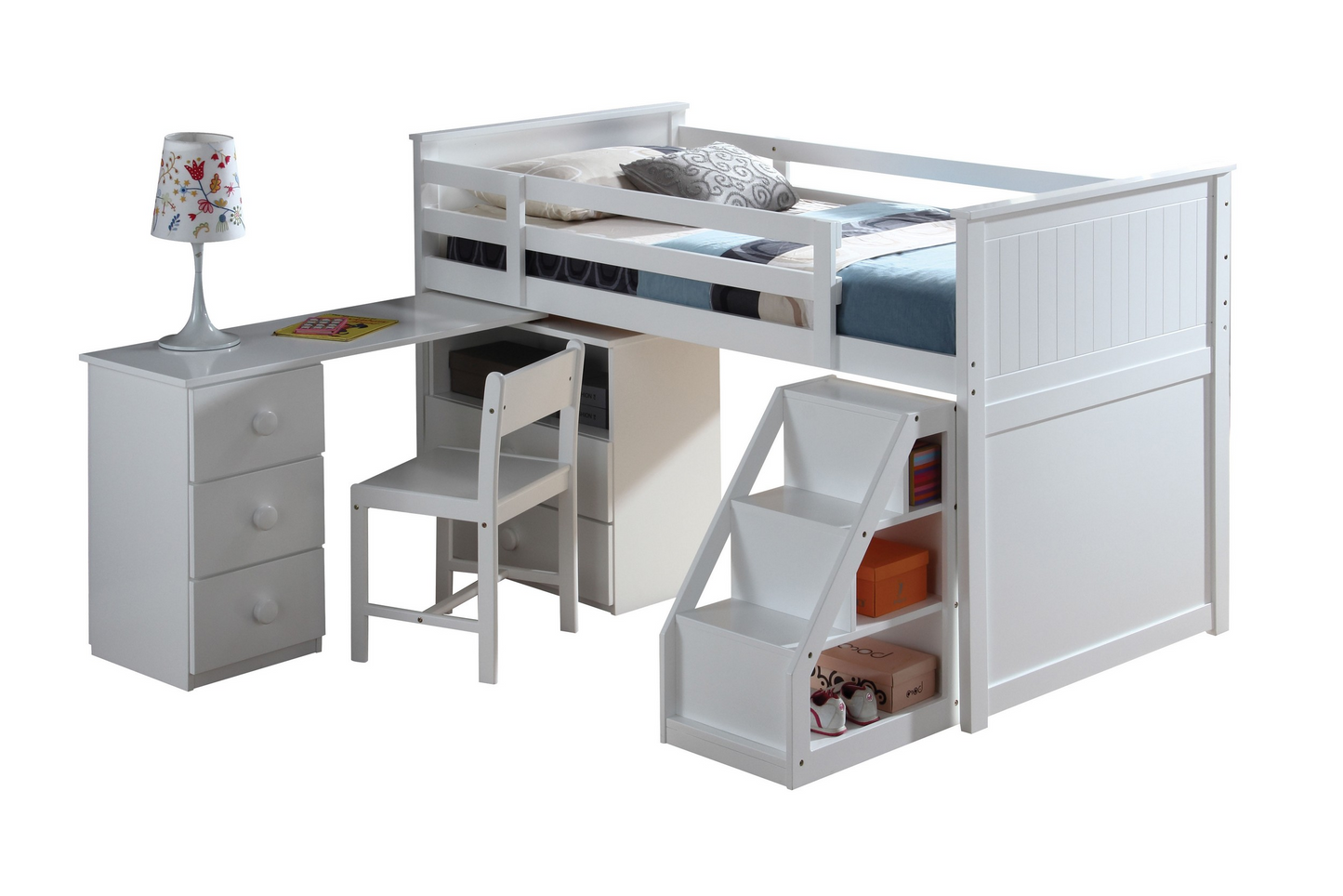 Wyatt Loft Bed & Storage in White 19405