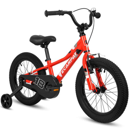 A18117 Ecarpat Kids' Bike 18 Inch Wheels, 1-Speed Boys Girls Child Bicycles For6-9Years, With Removable Training Wheels Baby Toys, Front V Brake, Rear Holding Brake