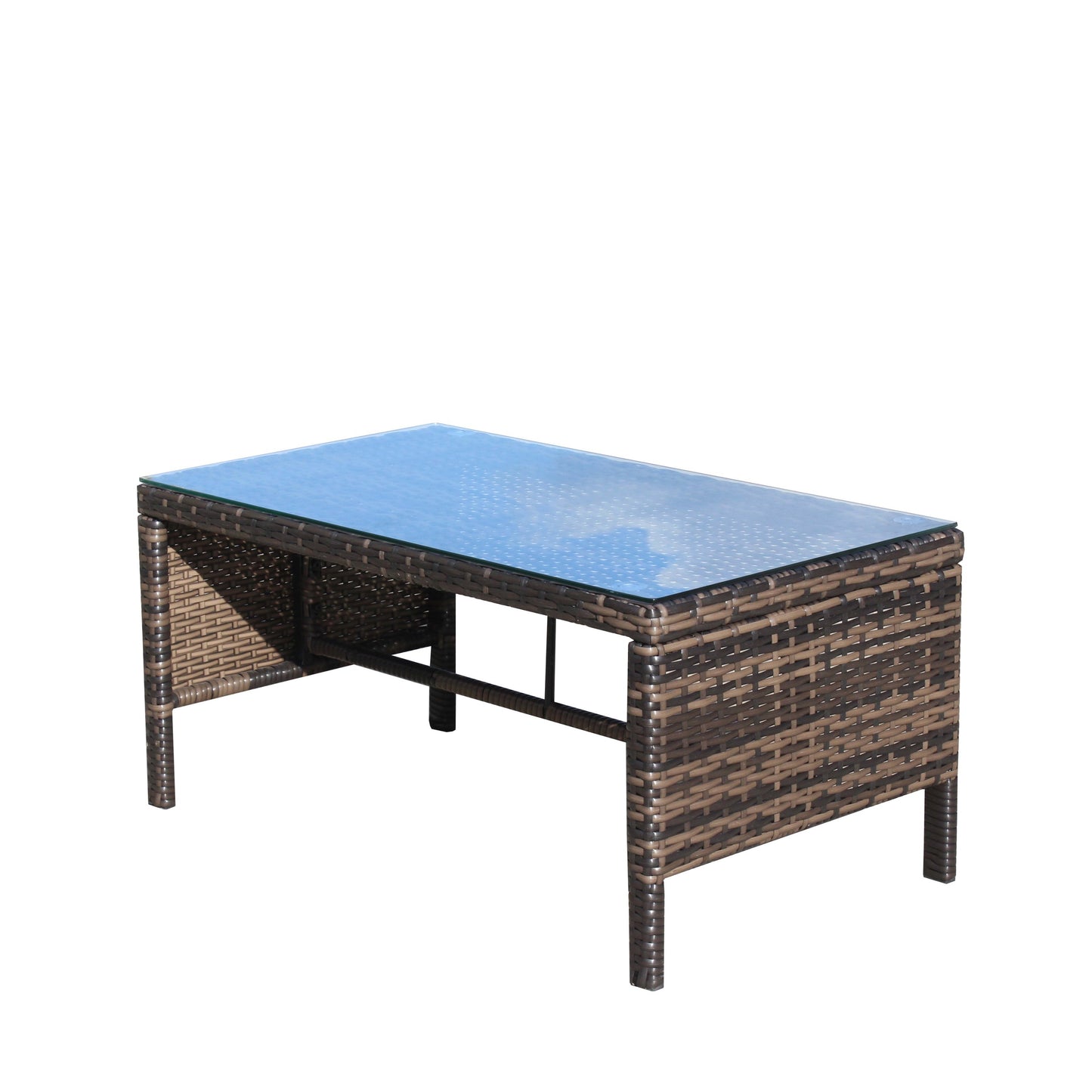 1 Coffee Table for Outdoor Patio Furniture with Clear Tempered Glass