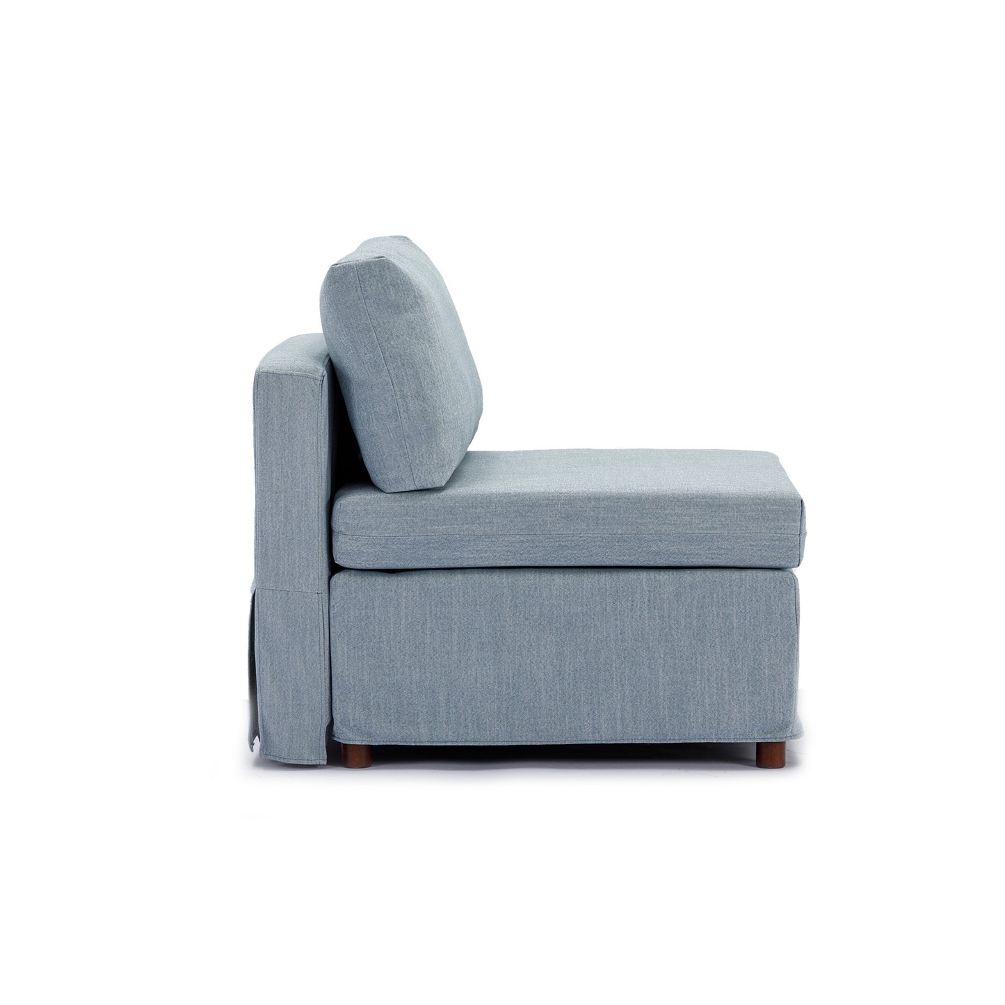 Light Blue 2 Seat Sectional Sofa Set with Ottoman and Removable Washable Cushions