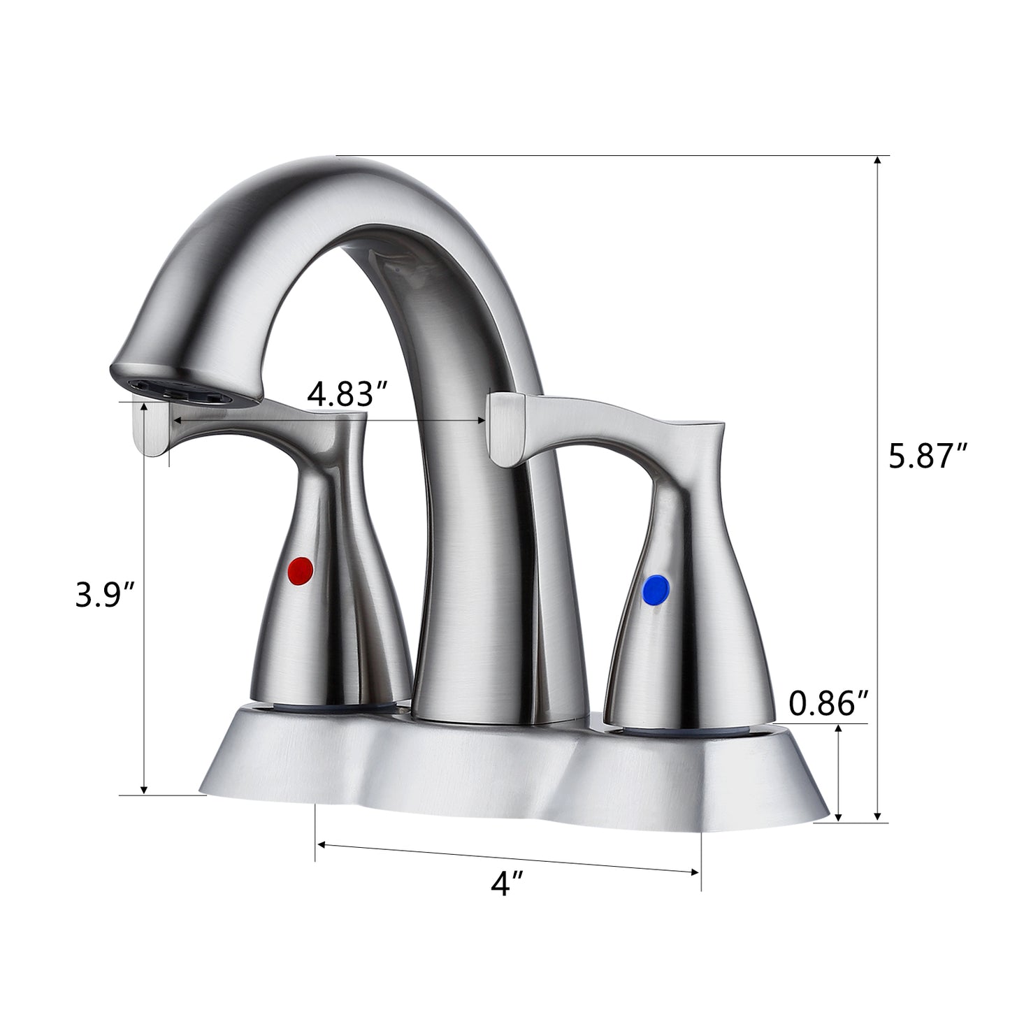 Brushed Nickel 2-Handle 4 Inch Centerset Bathroom Faucet with Pop-Up Drain