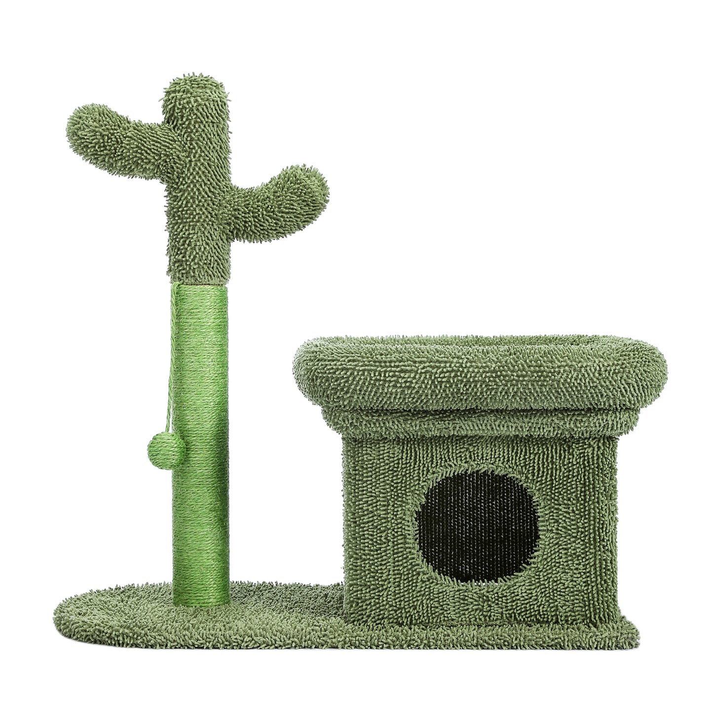 Cat Tree 27.6 inches with Cactus Scratching Posts, Creative Scratching Posts, Stylish Cat Tree, with Ball and Cat House  Green