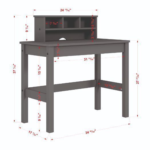 Logan Gray Writing Desk with Versatile Hutch