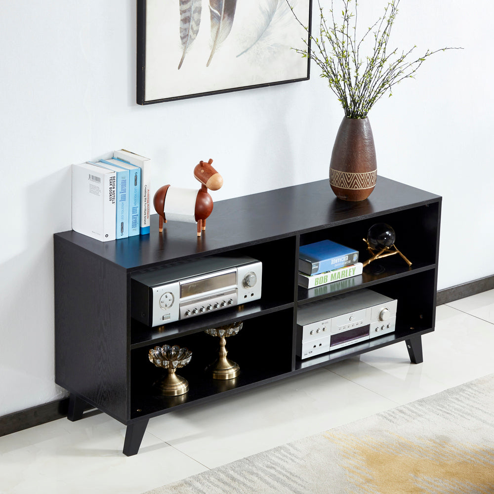 52 Sleek Black Wood TV Stand Console