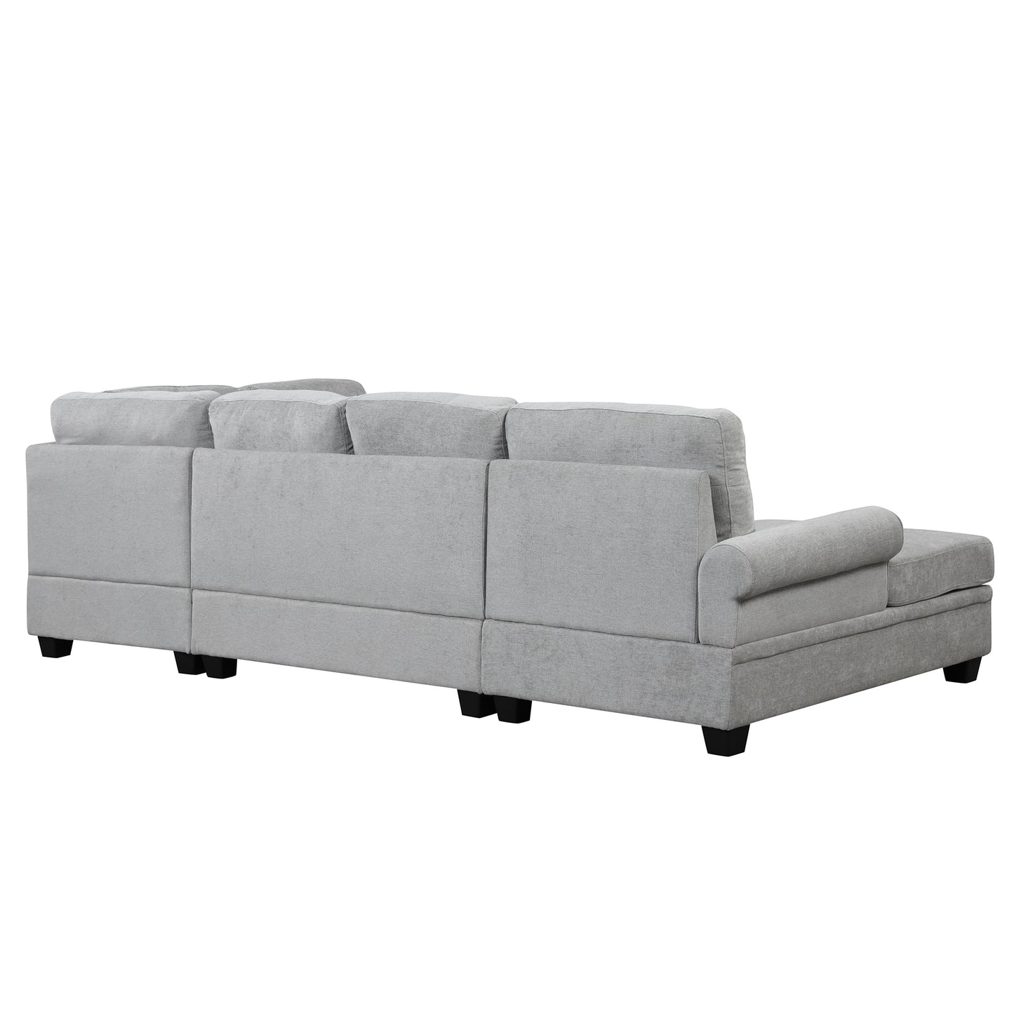 Luxe Gray U-Shaped Sectional Sofa with Tufted Backrest and Plush Comfort