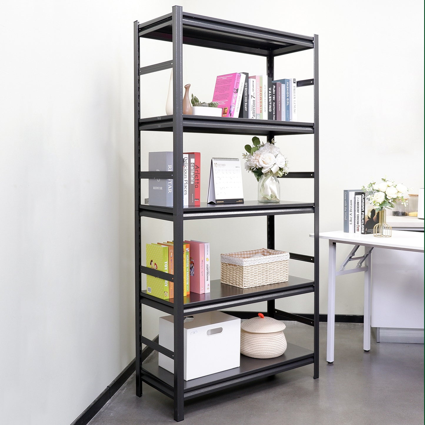 Storage Shelves  5 Tier Heavy Duty Metal Shelving Unit Adjustable Shelving Units and Storage Rack Kitchen Garage Shelf H72 * W35.4 * D15.7