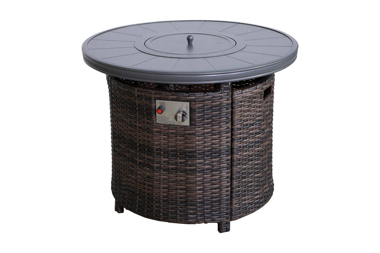 Aluminum and Wicker Outdoor Fire Pit Table with Hidden Propane Tank (Espresso)