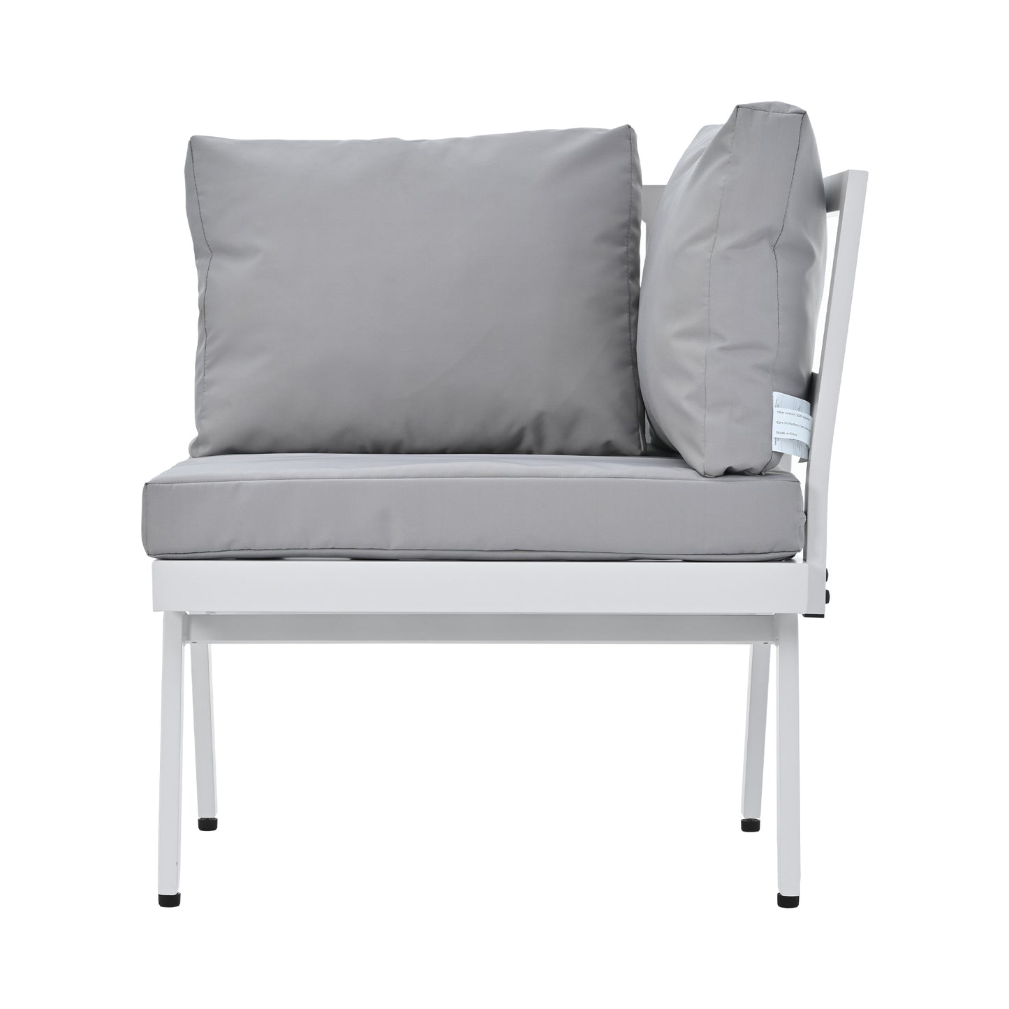 Aluminum Outdoor Patio Furniture Set with End Tables and Coffee Table, White and Grey Sectional Sofa Set