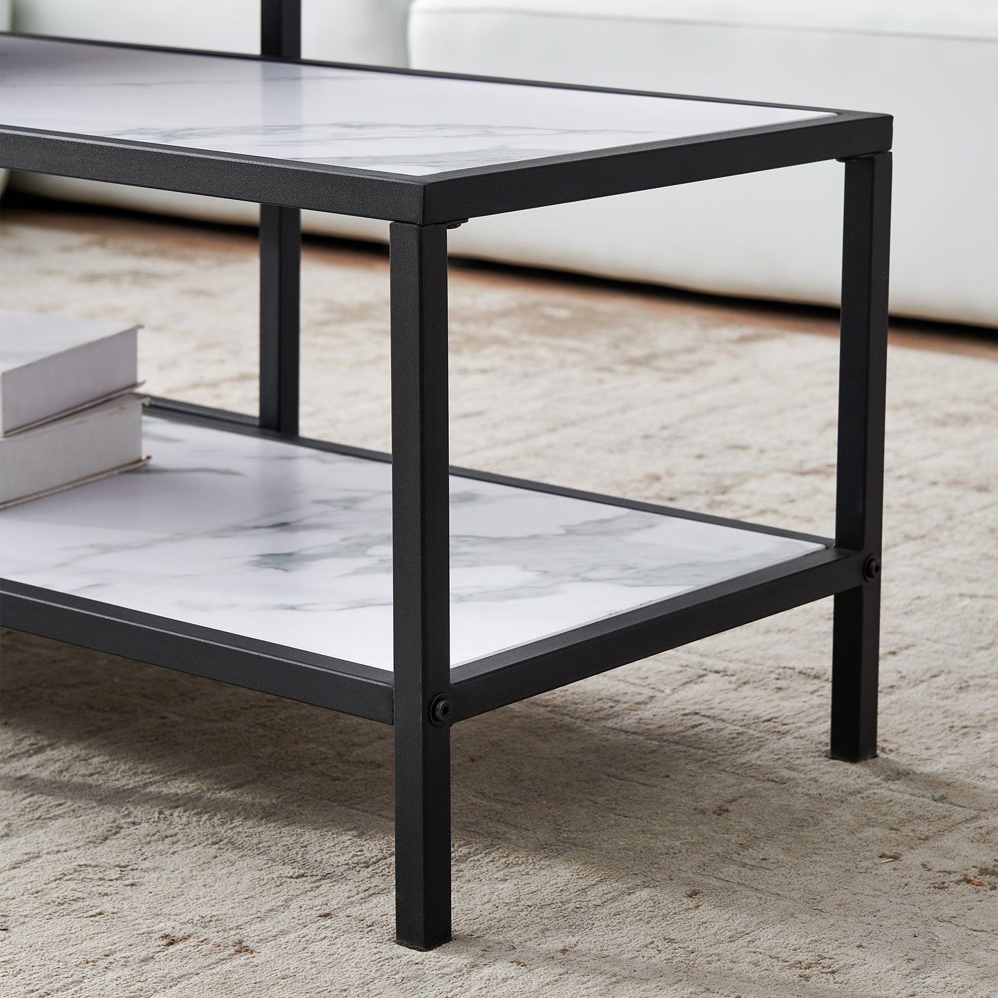 Contemporary Marble Finish Nesting Coffee Table Set