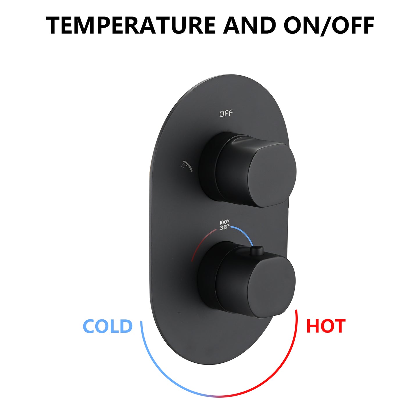 Matte Black Thermostatic Rainfall Shower System with Handheld Shower