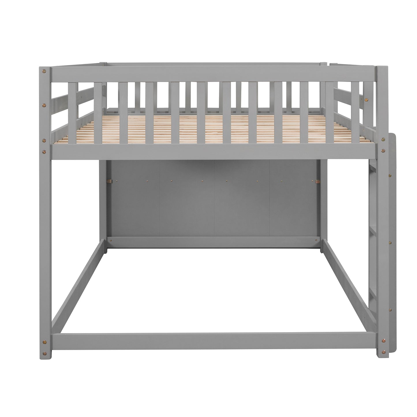 Spacious and Elegant Gray Full over Full Bunk Bed with Storage