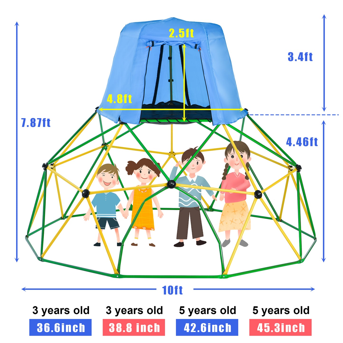 Children's 10ft Climbing Dome with Canopy and Playmat