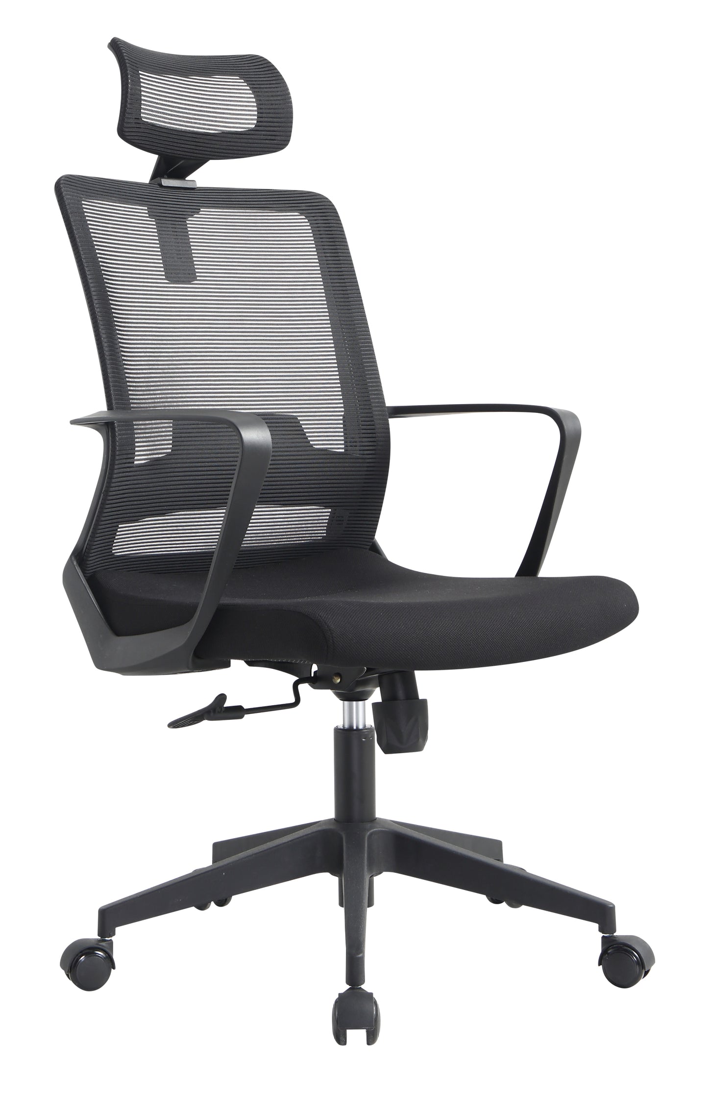 Allison Office Chair, Nylon Base, Adjustable Headrest -Black