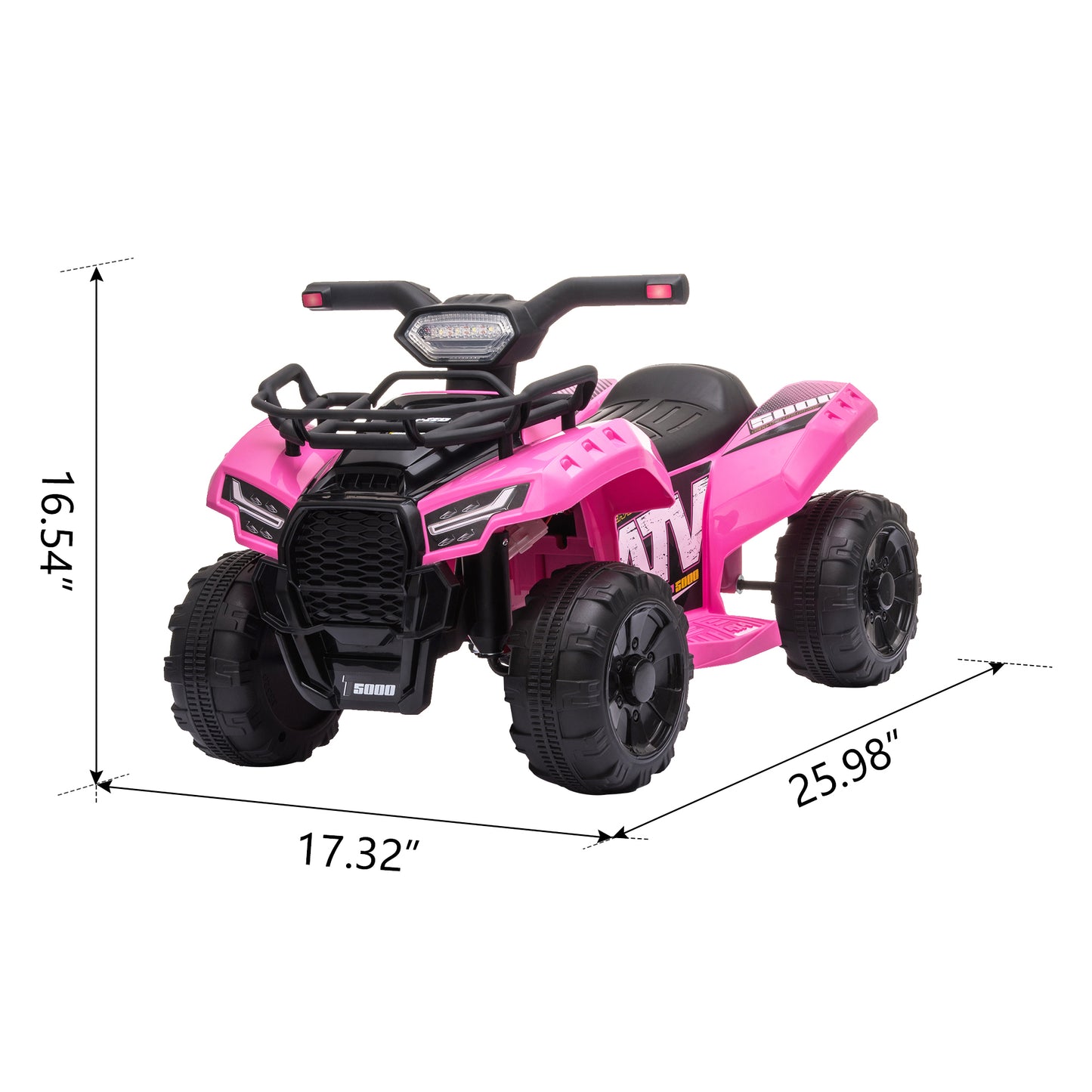 Pink Rechargeable Battery Powered Kids ATV with All-Terrain Wheels