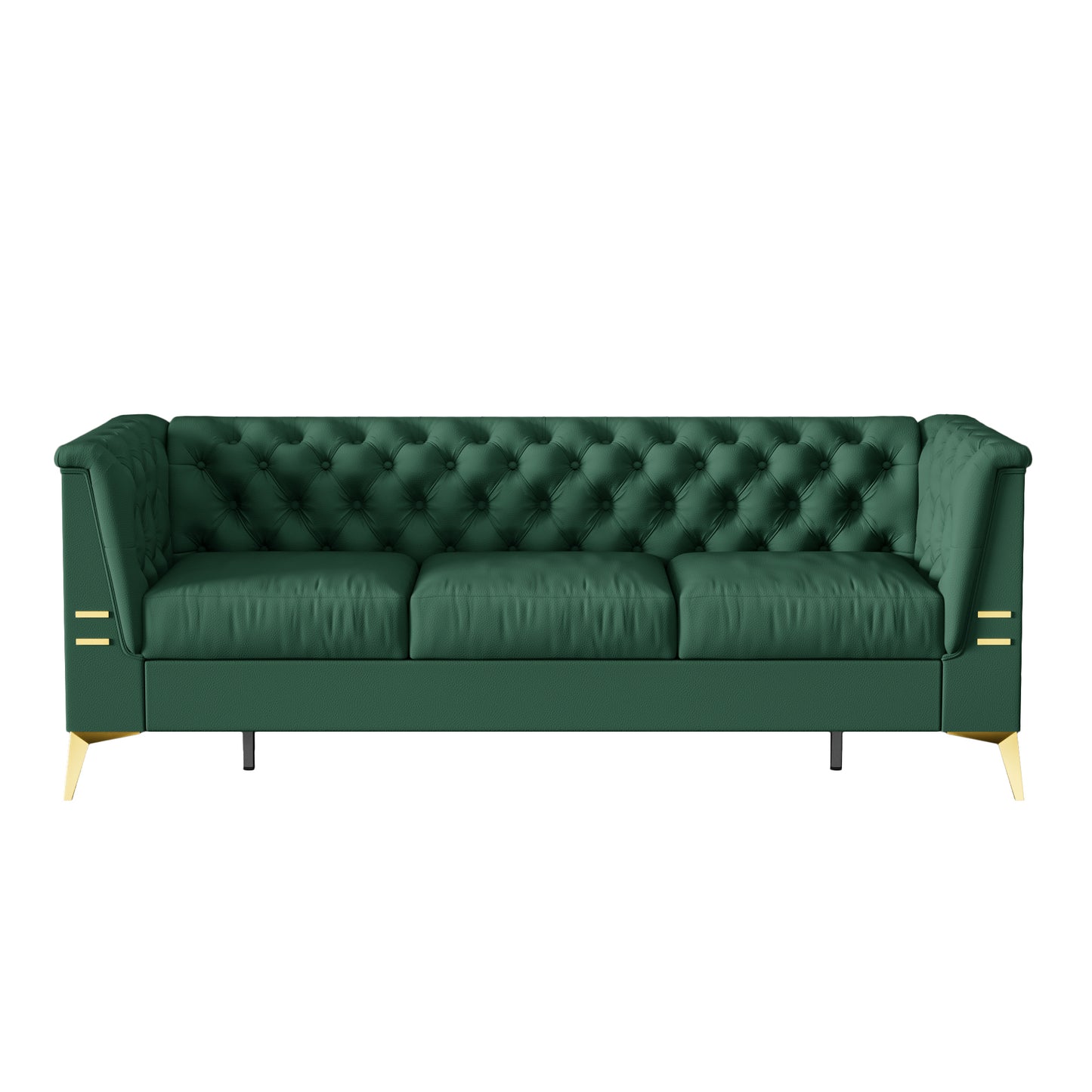 FX-P83PU-GR(sofa)3seat Classic Chesterfield PU Sofa with Metal Sofa Legs: Blending Style and Tradition