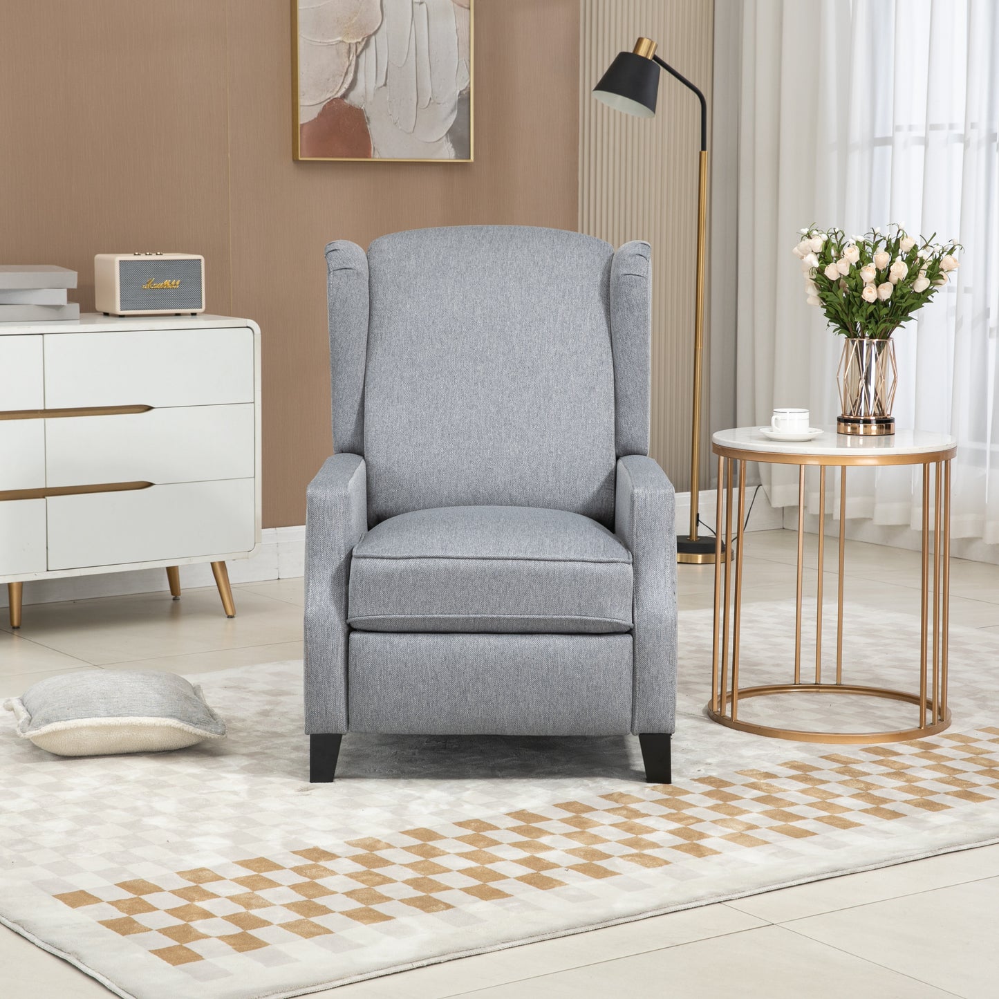 Modern Gray Linen Recliner Chair: COOLMORE Leisure Chair