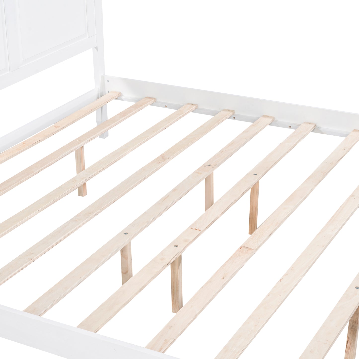 King Size Canopy Platform Bed with Headboard and Footboard,With Slat Support Leg, White