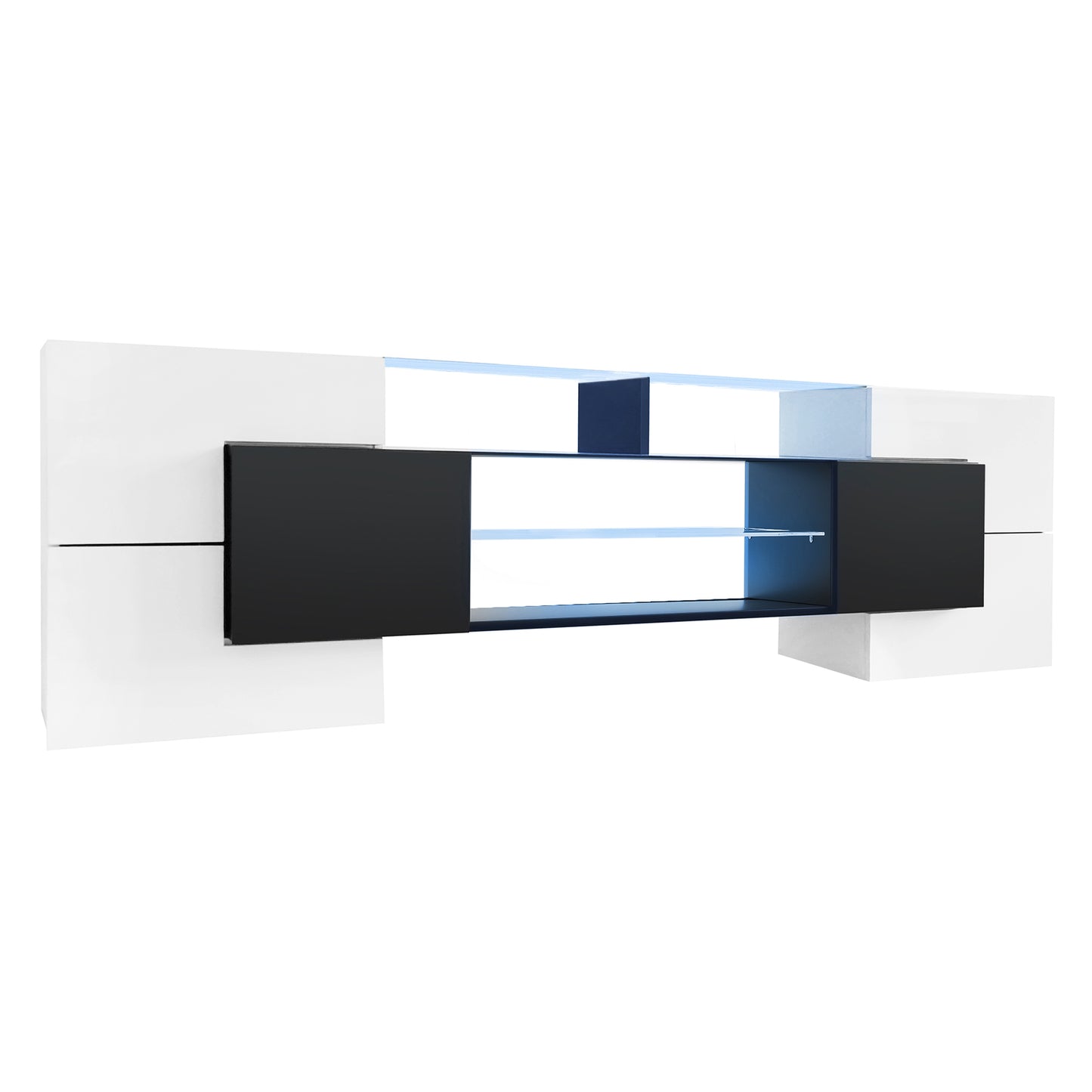 Innovative LED Glass TV Stand with High Gloss Finish and Versatile Storage Options