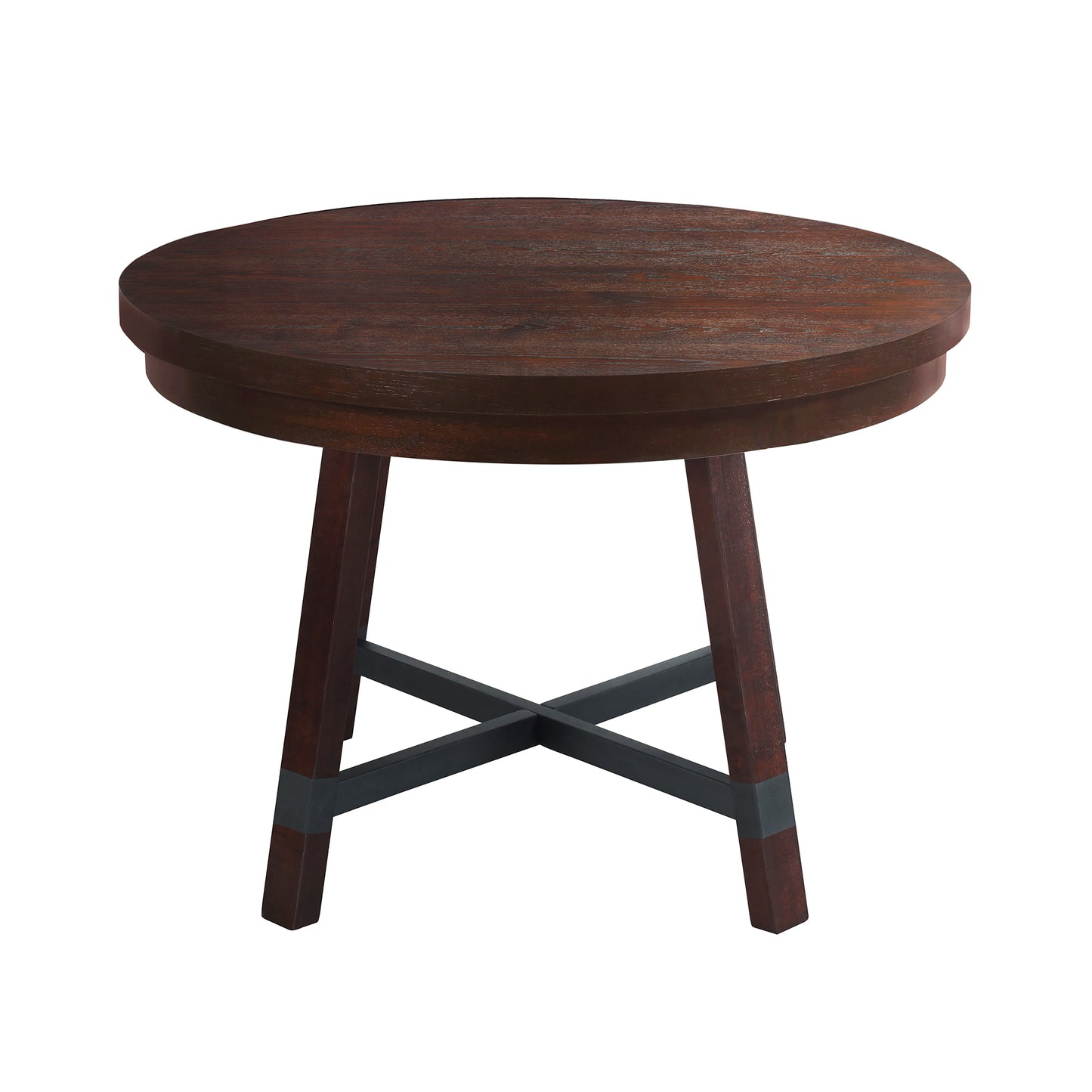 Rustic 42inch Round Dining Table Set with Cross Legs and Upholstered Dining Chairs for Small Places, Espresso