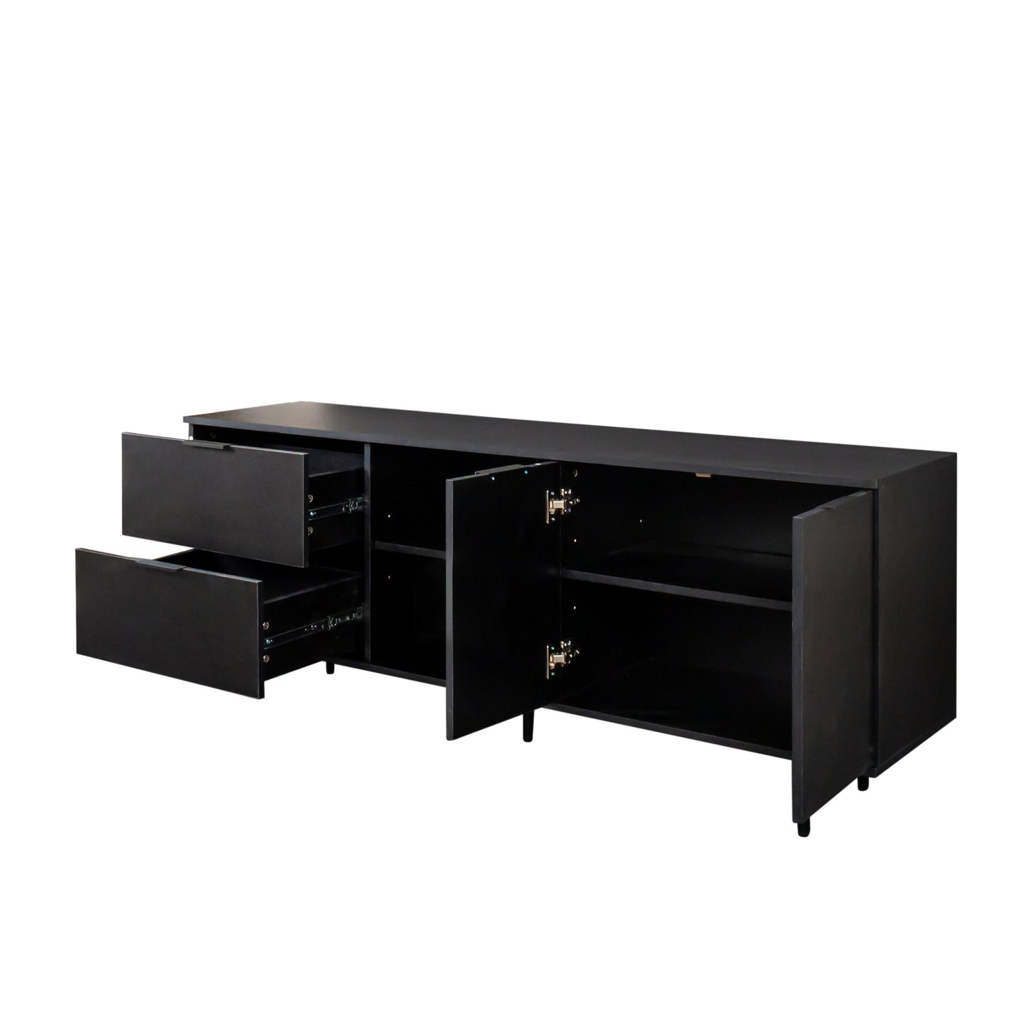 Modern Black TV Stand with Ample Storage for Living Room