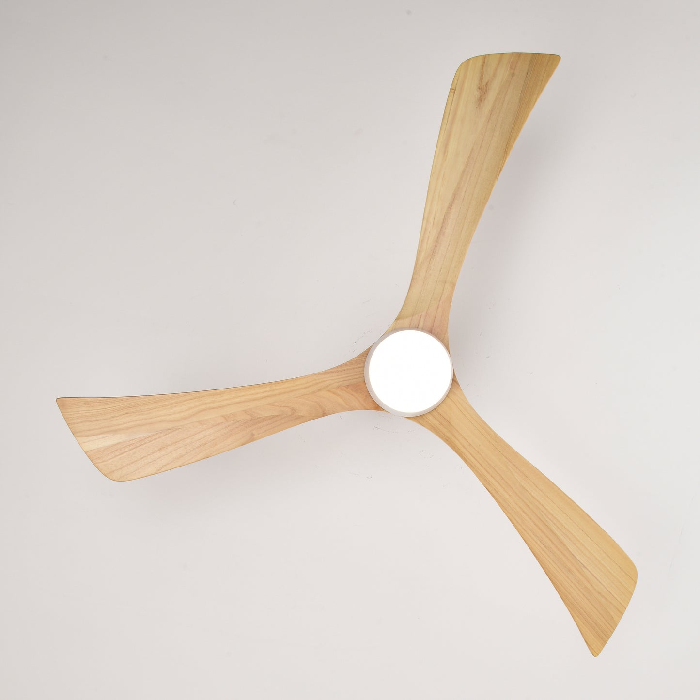 52-Inch Industrial Style Ceiling Fan with Lights and Remote Control - White Wood Finish