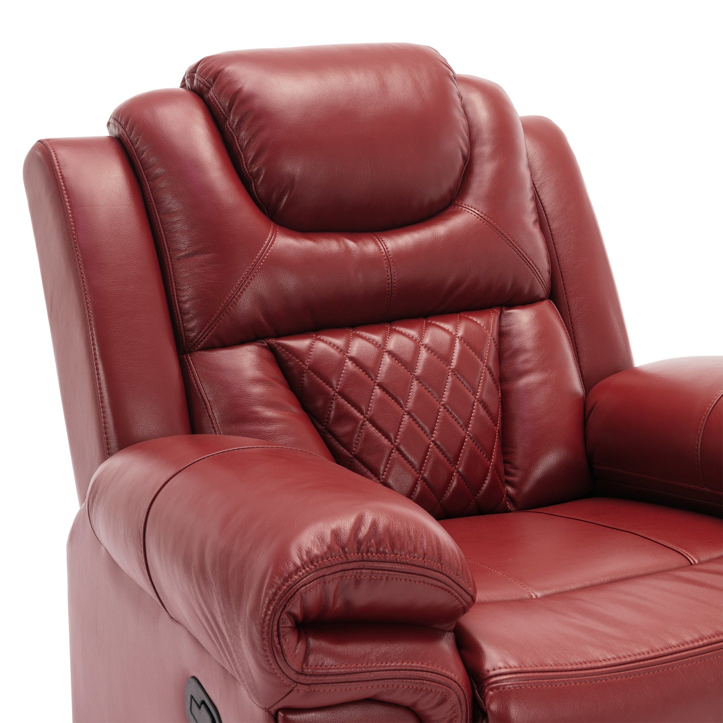 Luxurious LED-Lit Red Leather Manual Recliner Chair for Home Theater