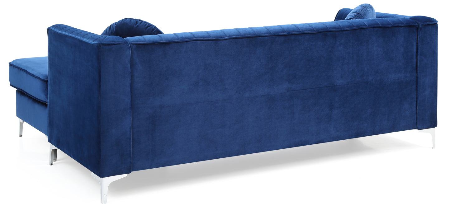 Delray G791B-SC Navy Blue Sofa Chaise with Channel Quilting