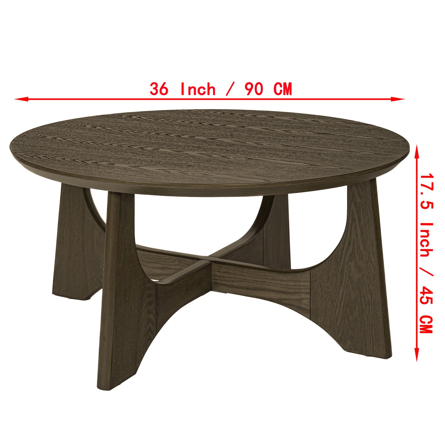 36-Inch Circular Wooden Coffee Table with Modern Minimalist Design