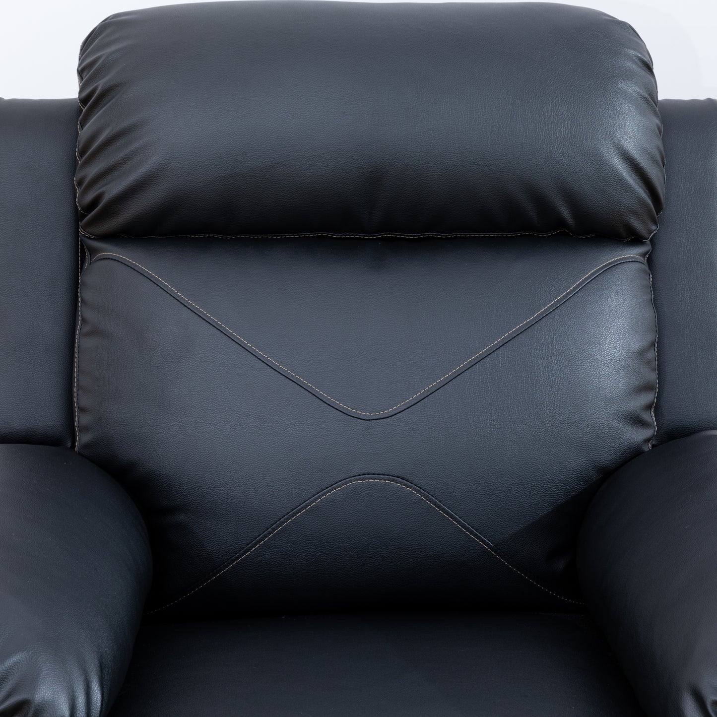 Elegant Black Leather Recliner Chair for Home Theater and Living Room